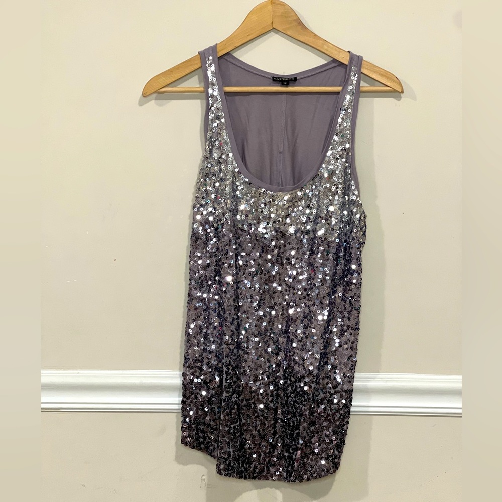 Express sequenced, dusty, purple tank top